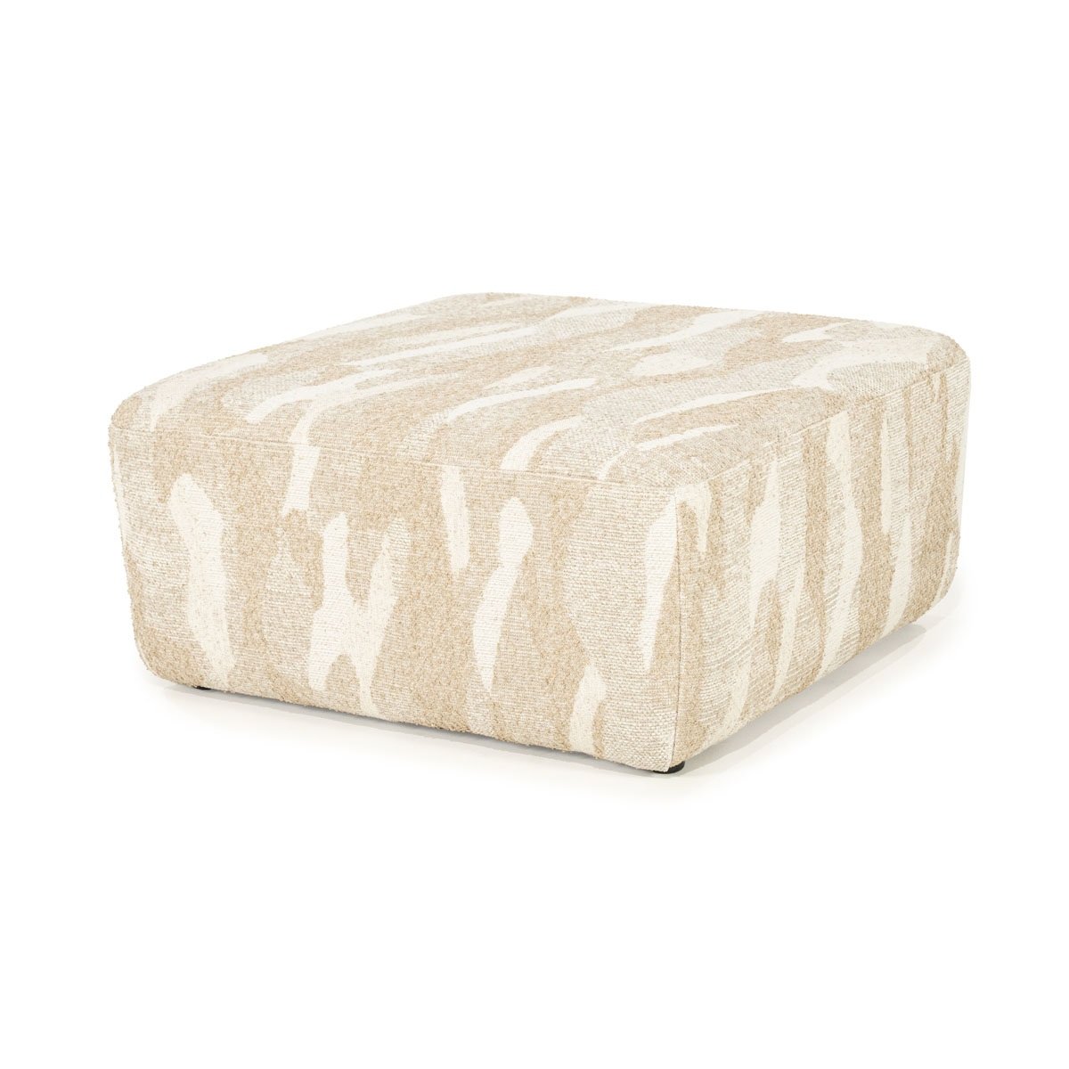 Sitzpouf Hocker Rytm 70 x 70 cm Stoff beige mit Muster Pouf