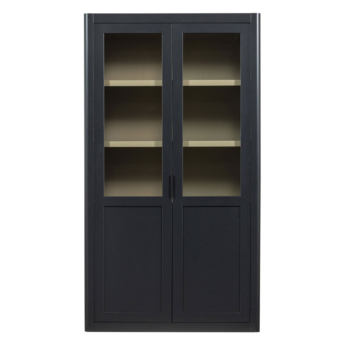 woood Vitrinenschrank GUNNAR Schrank Holzschrank Kiefernholz mattschwarz