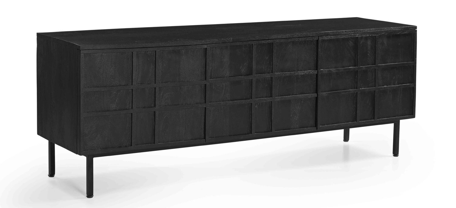 TV Lowboard JEROEN 160 cm Mango Holz schwarz