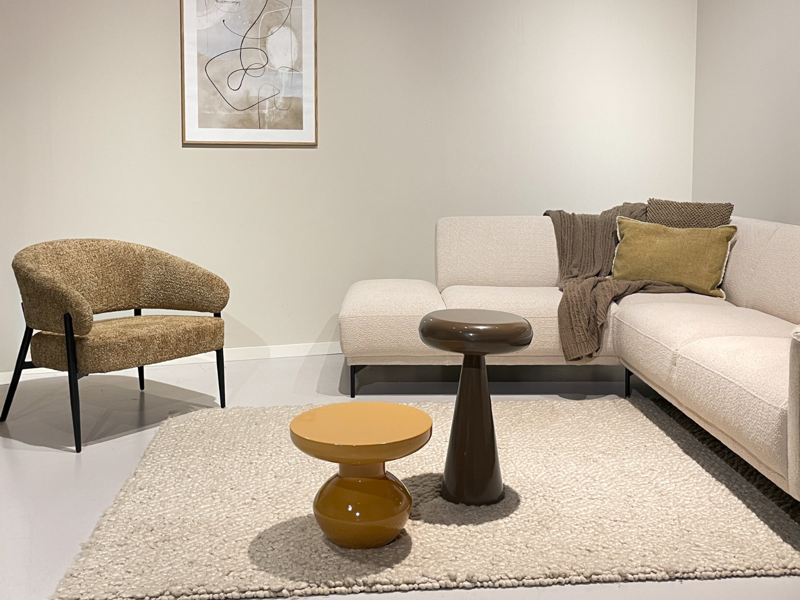 Sessel Dilan mit Armlehnen Stoff Cognac Relaxsessel Fernsehsessel