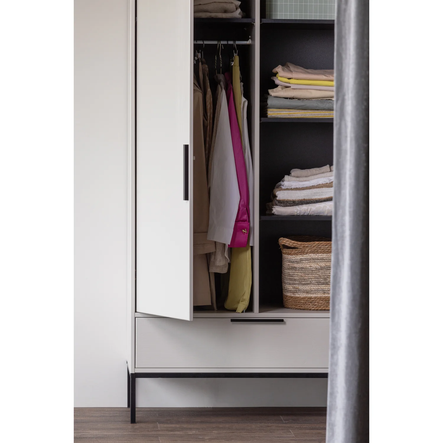 Kleiderschrank Adam staubgrau 100 cm Kiefer
