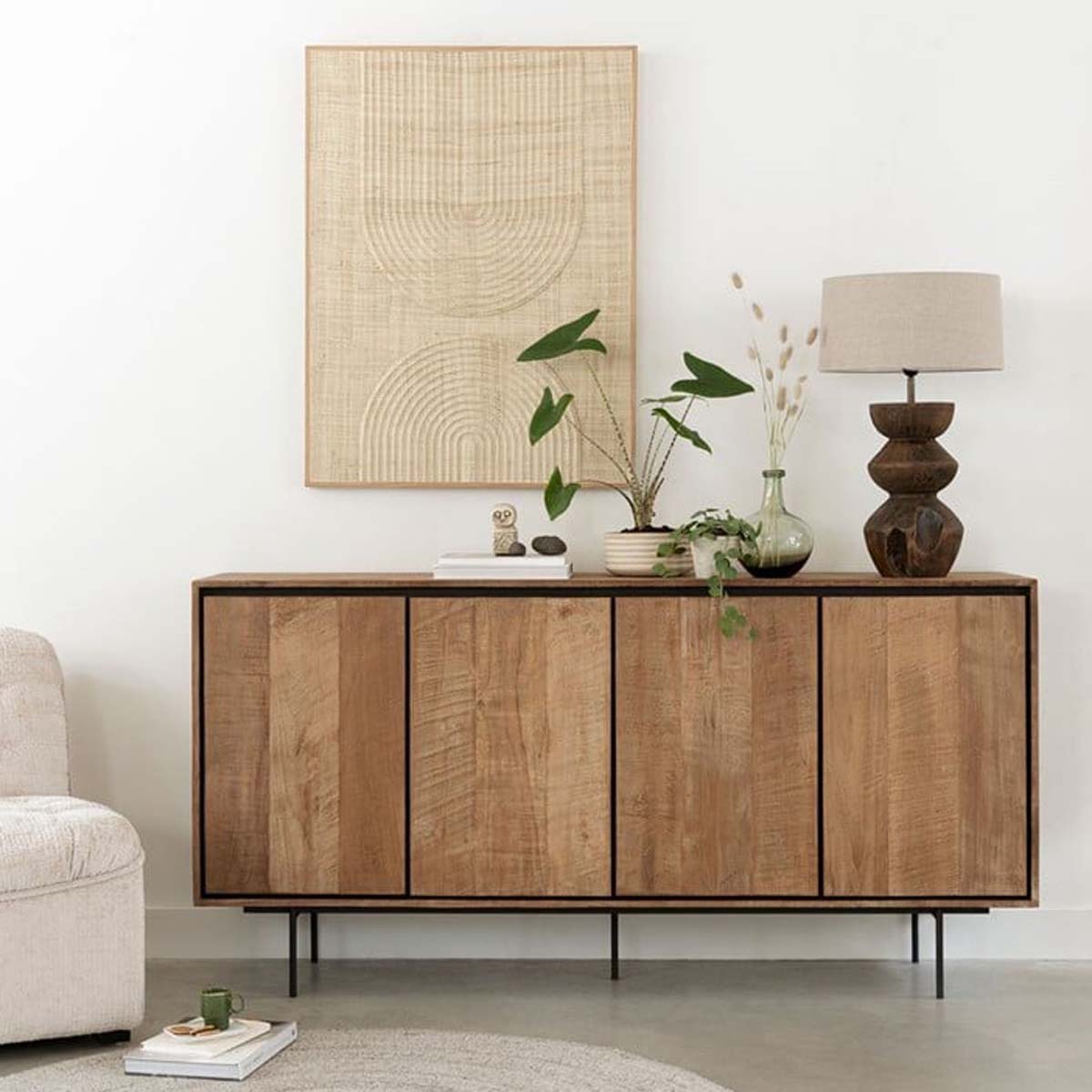 Sideboard Metropole 180 cm recyceltes Teakholz massiv Metall Kommode