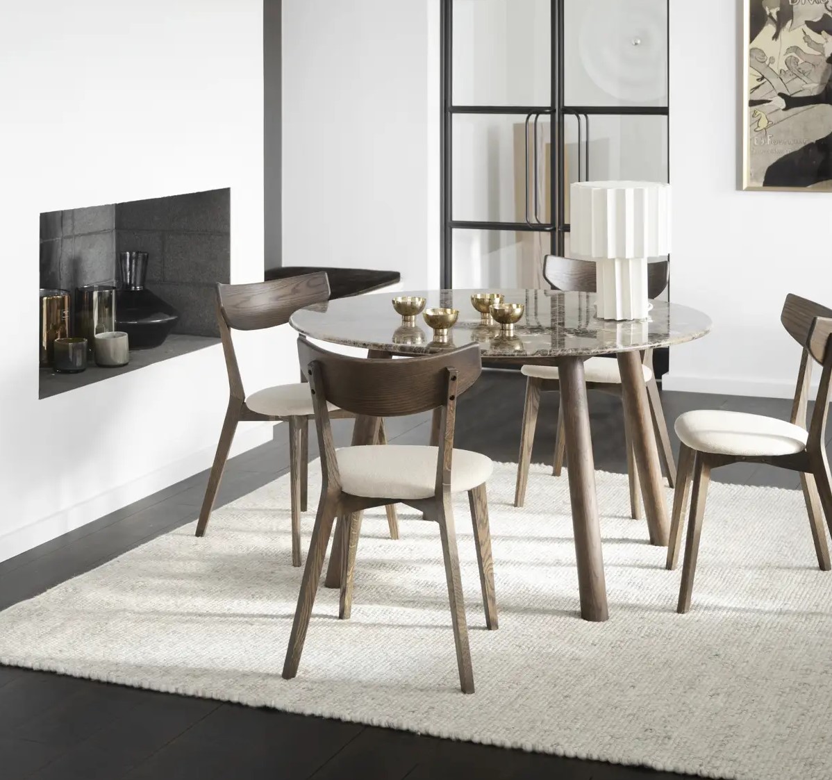 Esstisch BALMORE rund 125 cm Tischplatte Marmor braun
