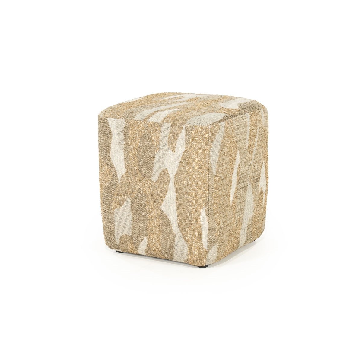 Sitzpouf Hocker Rytm 43 x 43 cm Stoff taupe mit Muster Pouf