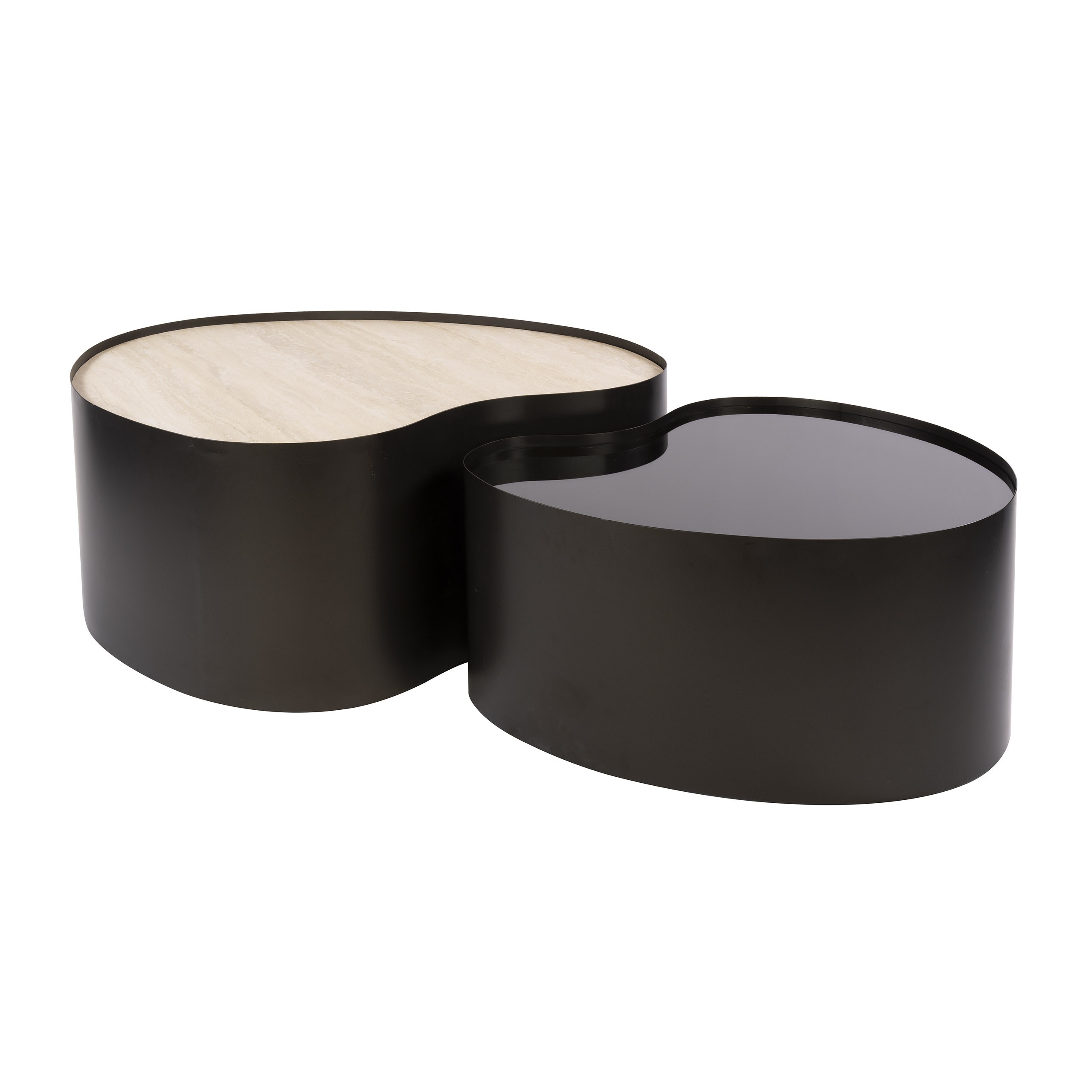 2er Set Couchtisch STEEL organische Form bronze