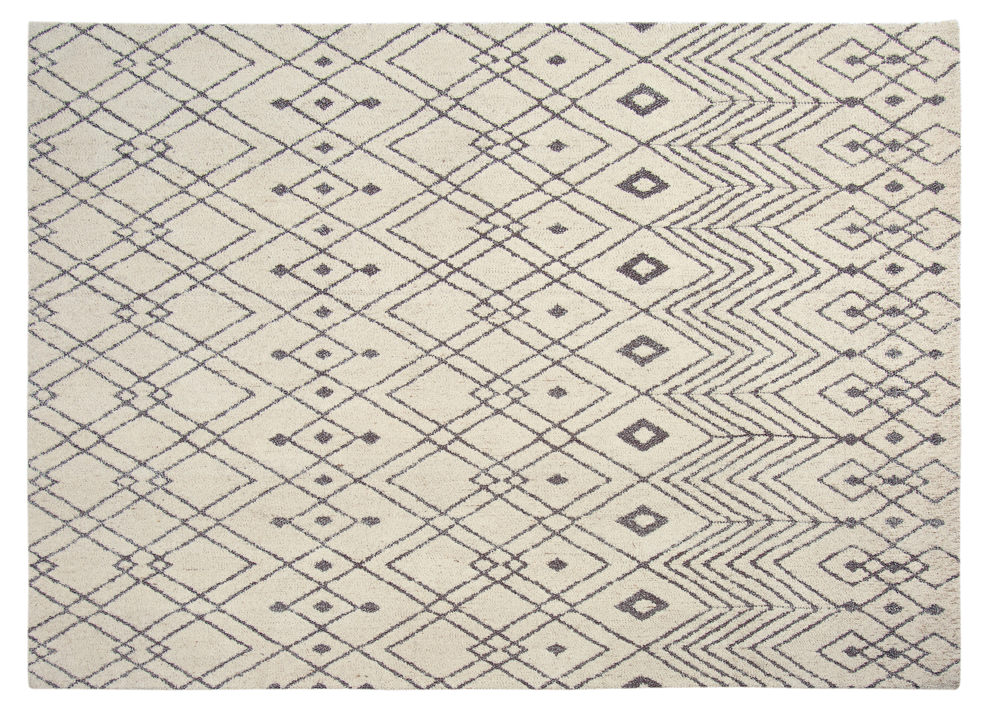 Vintage Teppich Edward 200 x 290 cm Baumwolle beige mit Muster Carpet