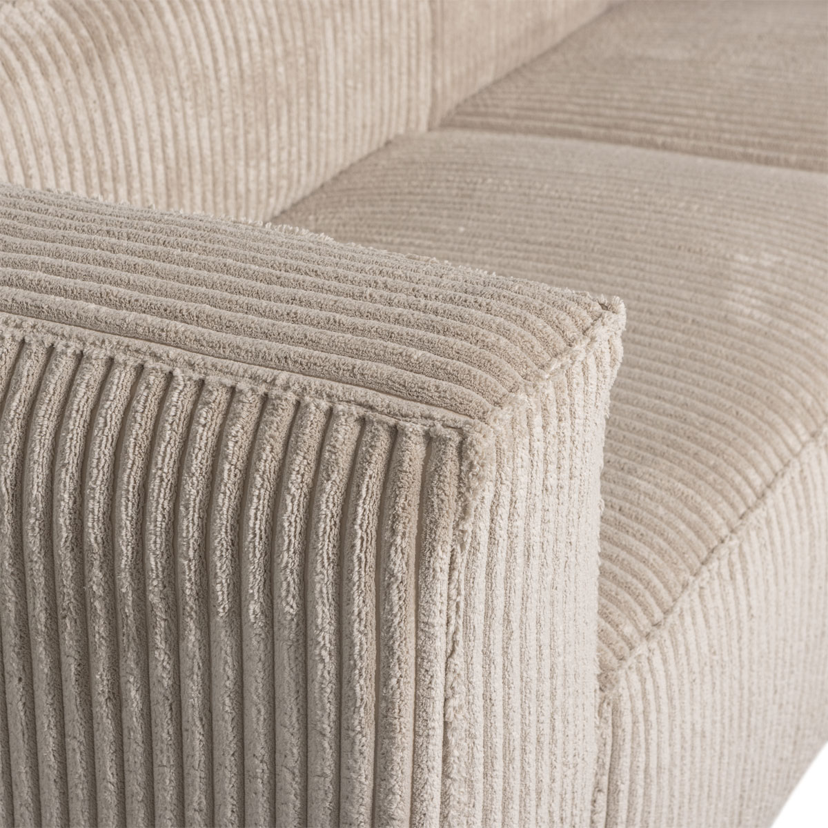 Ecksofa BEAN Ribcord Travertin Longchair rechts