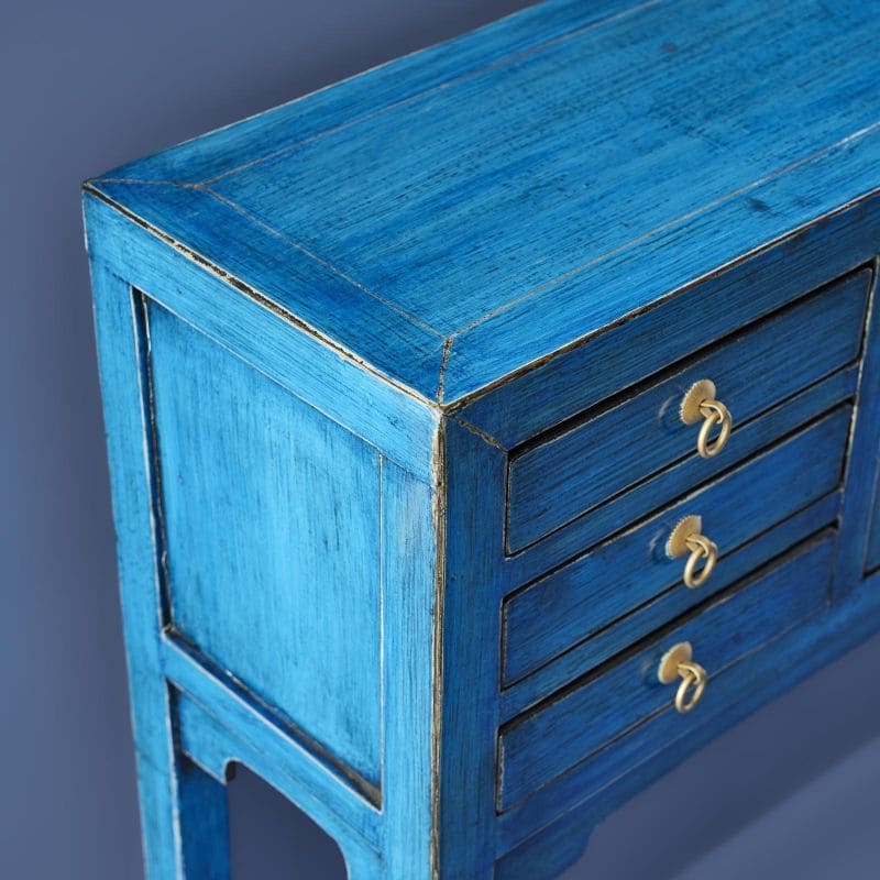 Konsolentisch Majesté 100 cm Ulmen- und Kiefernholz vintage blau