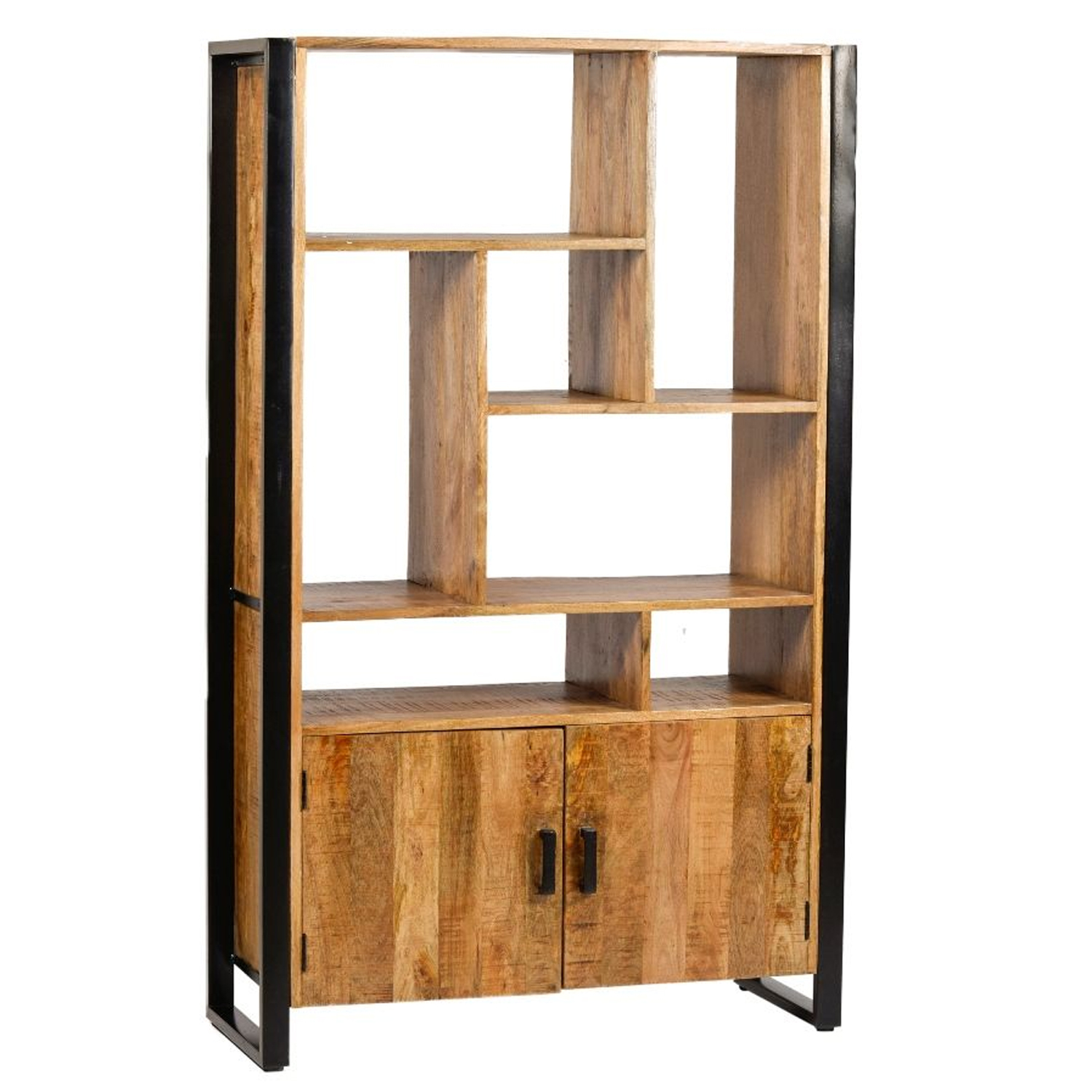 Schank Regal mit Türen Nairobi B 110 cm Mangoholz massiv Bücherschrank