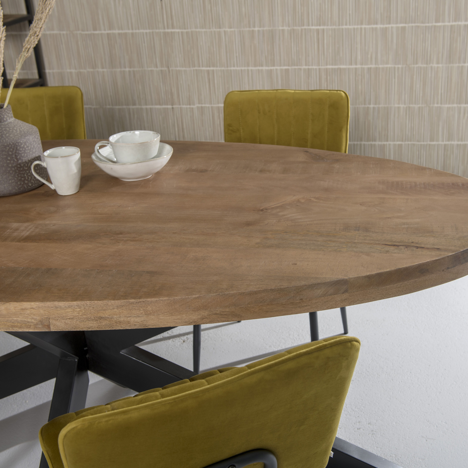 Esstisch oval 180 x 90 cm Mango Holz