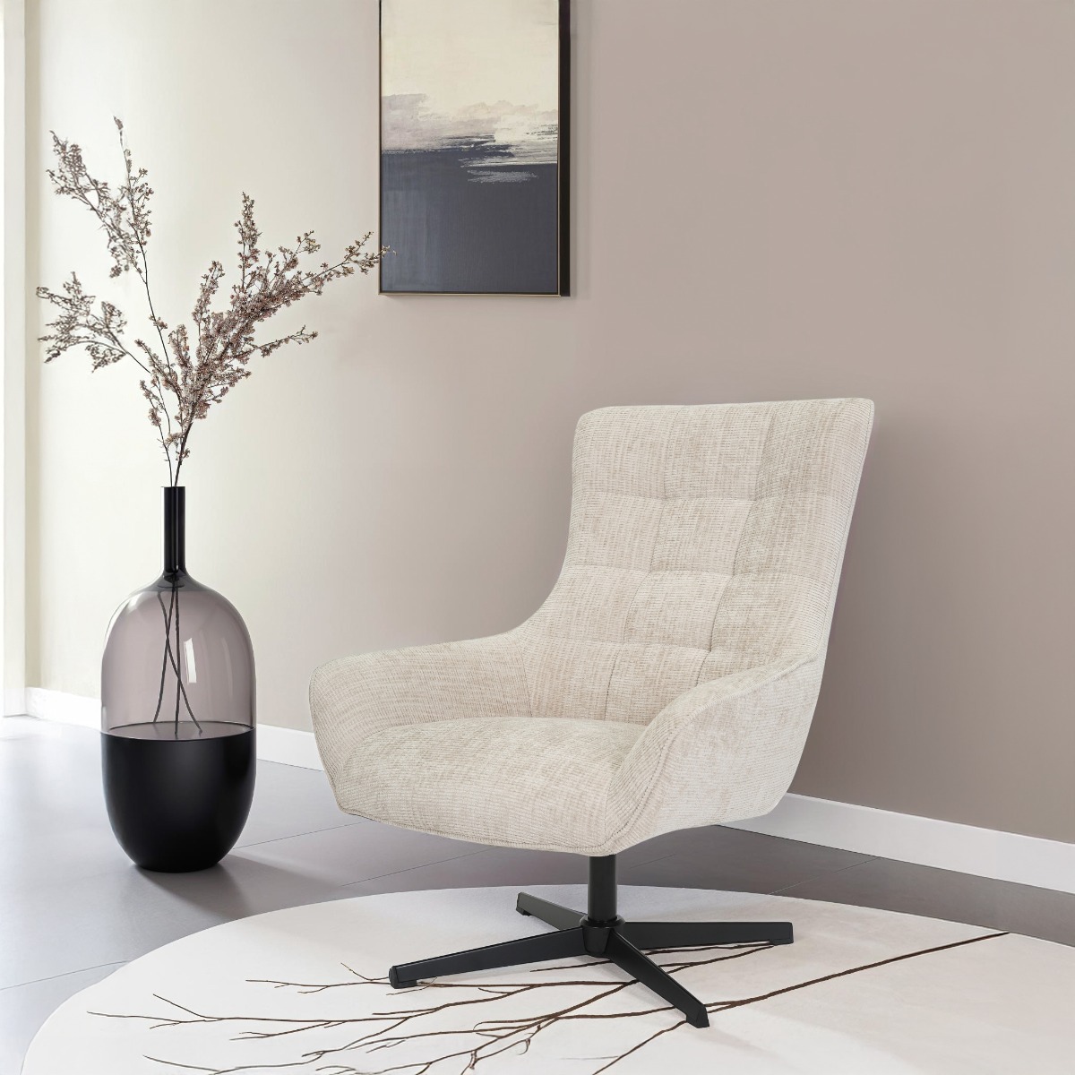 Sessel Naomi mit Armlehnen Drehsessel Stoff toffee Relaxsessel Fernsehsessel