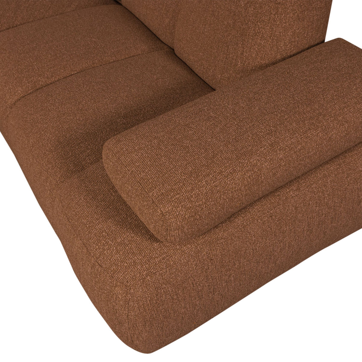 woood Ecksofa MOJO Bouclé rostbraun meliert Chaiselongue rechts