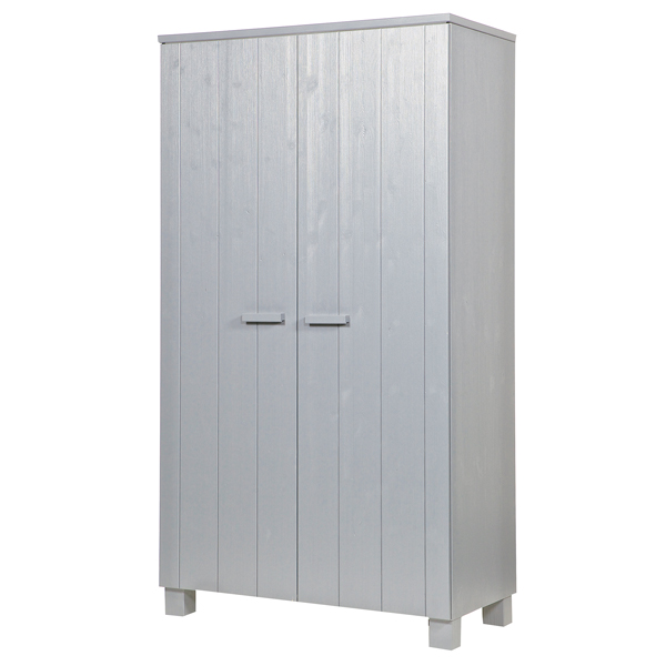 woood Kleiderschrank DENNIS Schrank Kiefer betongrau grau