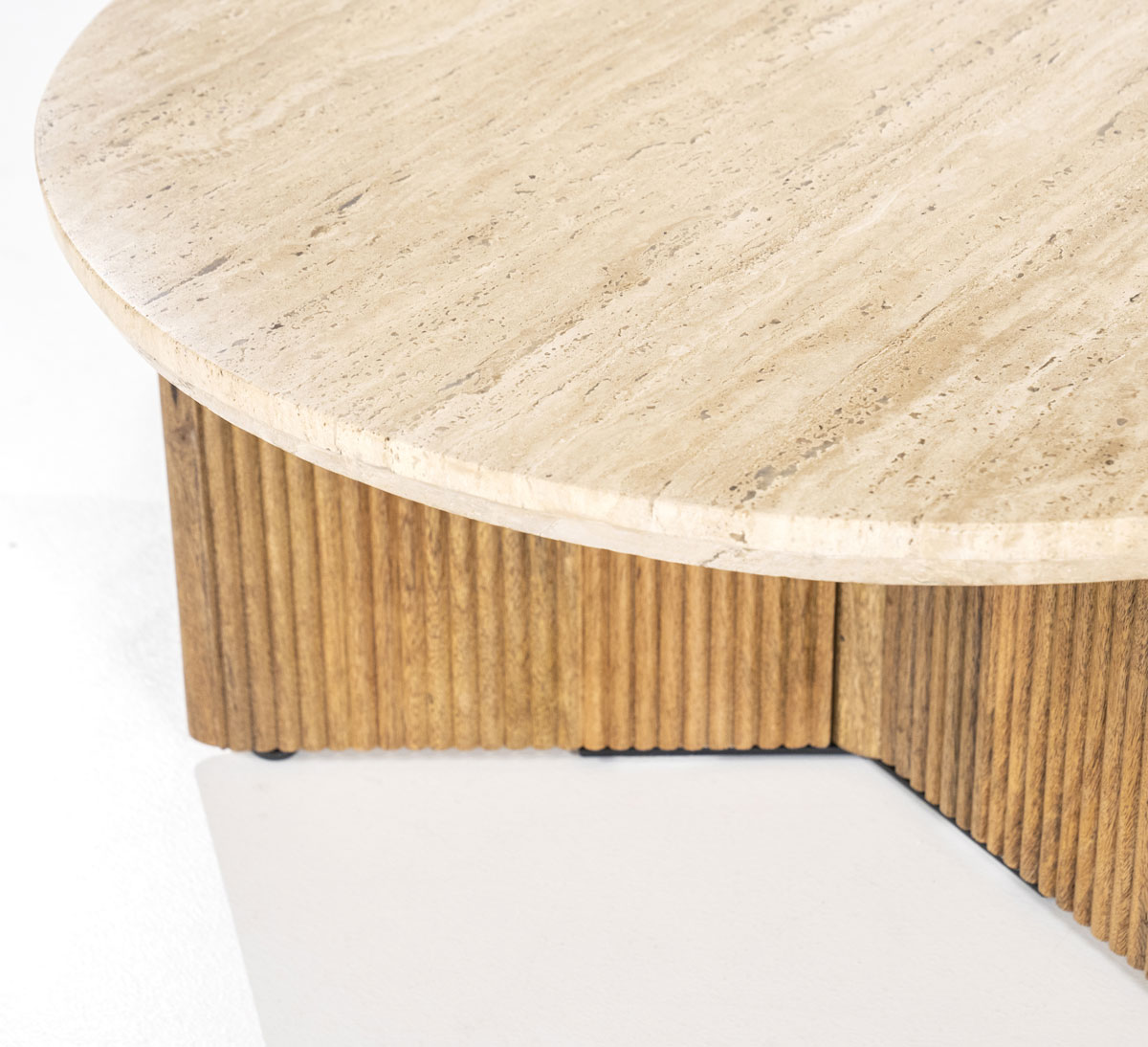 Couchtisch Sara rund Ø 78 cm Travertin Naturstein