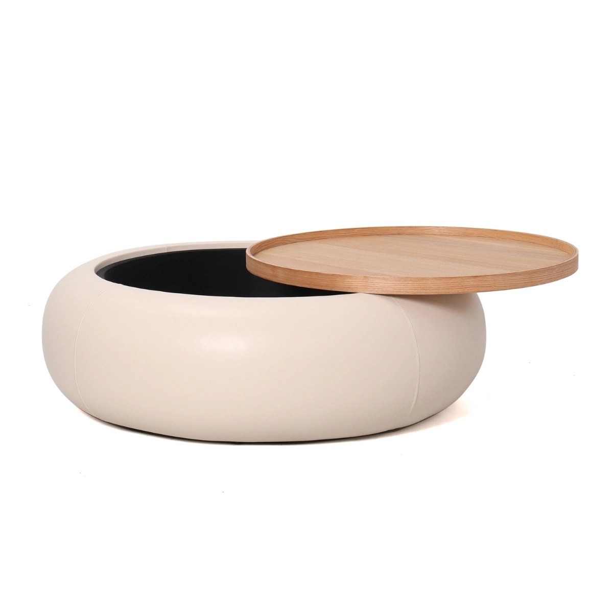 DÁJE Interieur Couchtisch MOVANI Beige Rund mit Stauraum Ø 102 cm