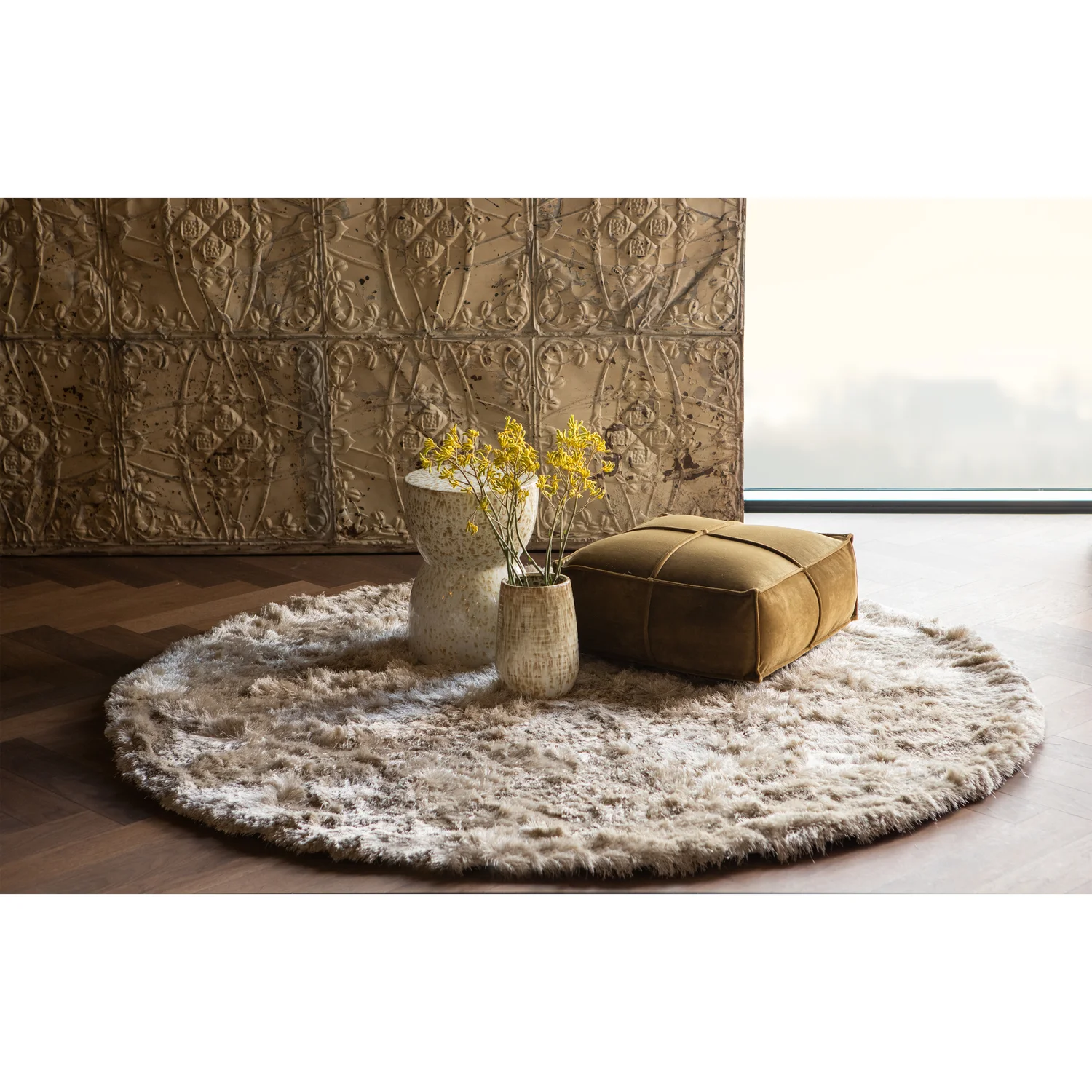 Teppich PRALINE Ø 200 cm Kunstfasern nougat Carpet