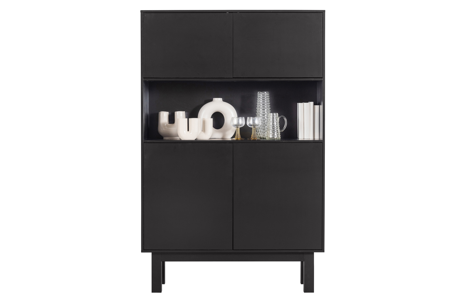 woood Schrank Finca H 165 cm Schrank Kiefer schwarz