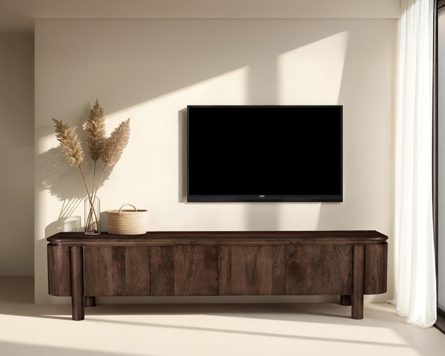 TV Möbel Lowboard Salano 210 cm Mangoholz braun Sideboard