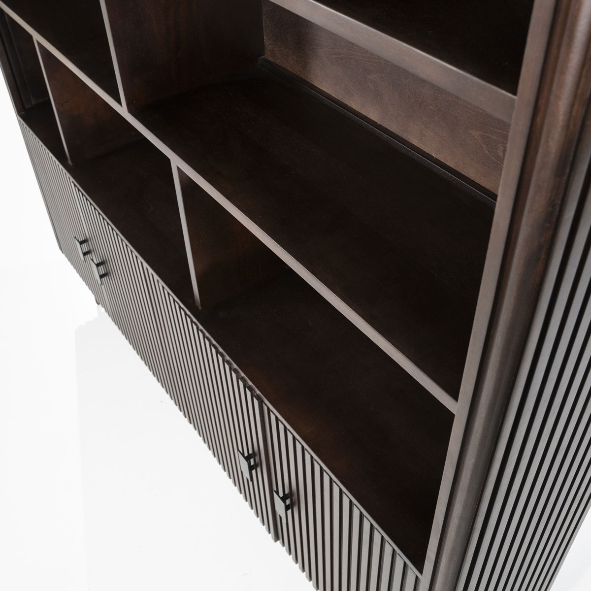 Bücherschrank Schrank Remi 4-türig Mangoholz braun