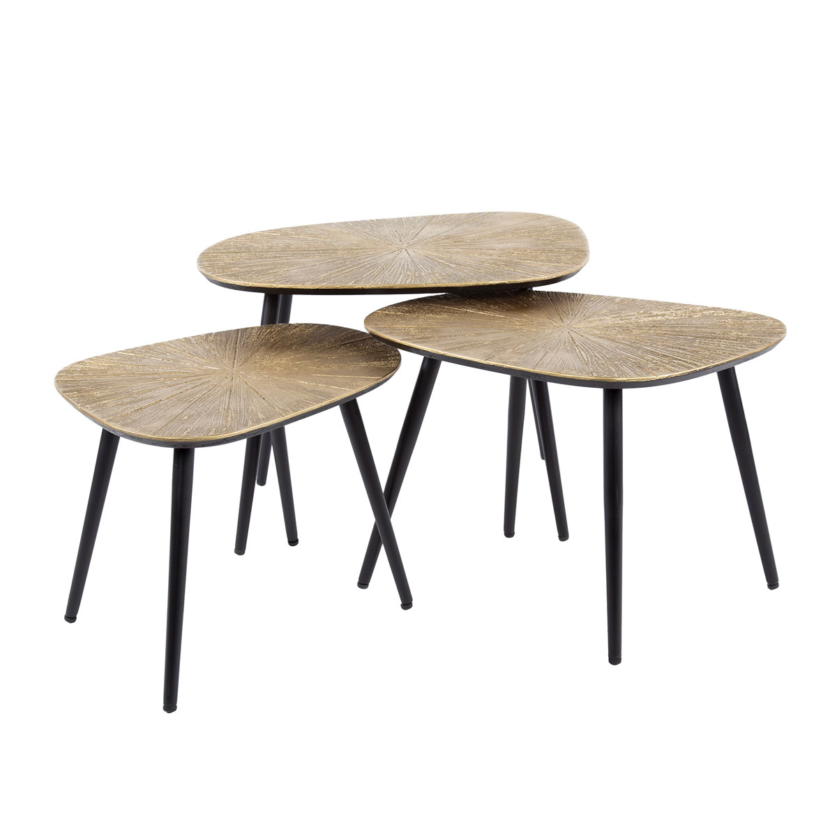 3er Set Couchtisch Barn viereckig Metall bronzefarben