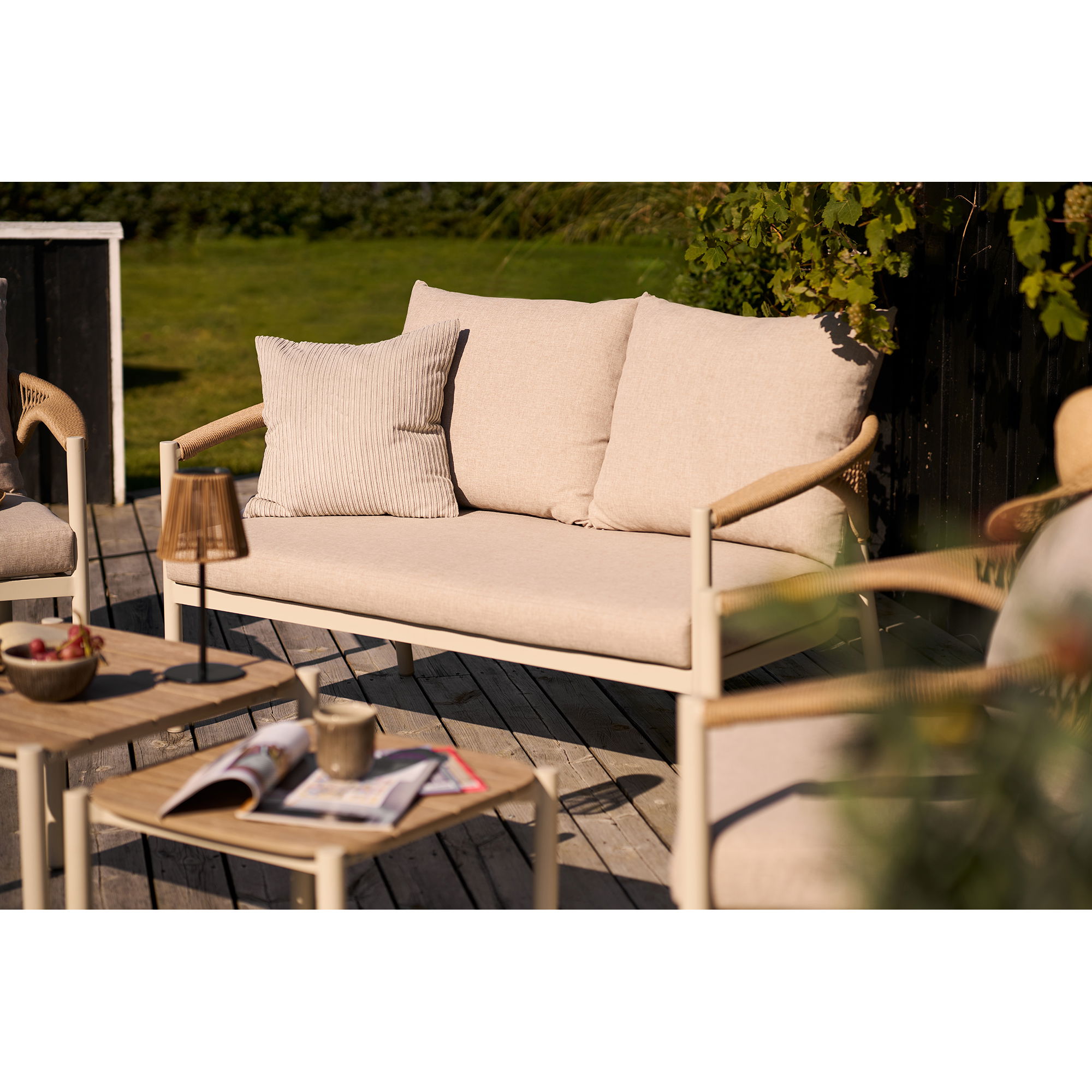Garten Lounge Garnitur LABELA 5 tlg. 2er Tischset Bank 2 Gartensessel