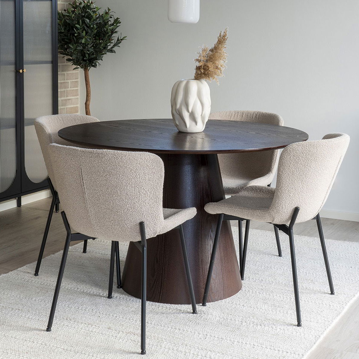 2er Set Esszimerstuhl Modera Bouclé beige 