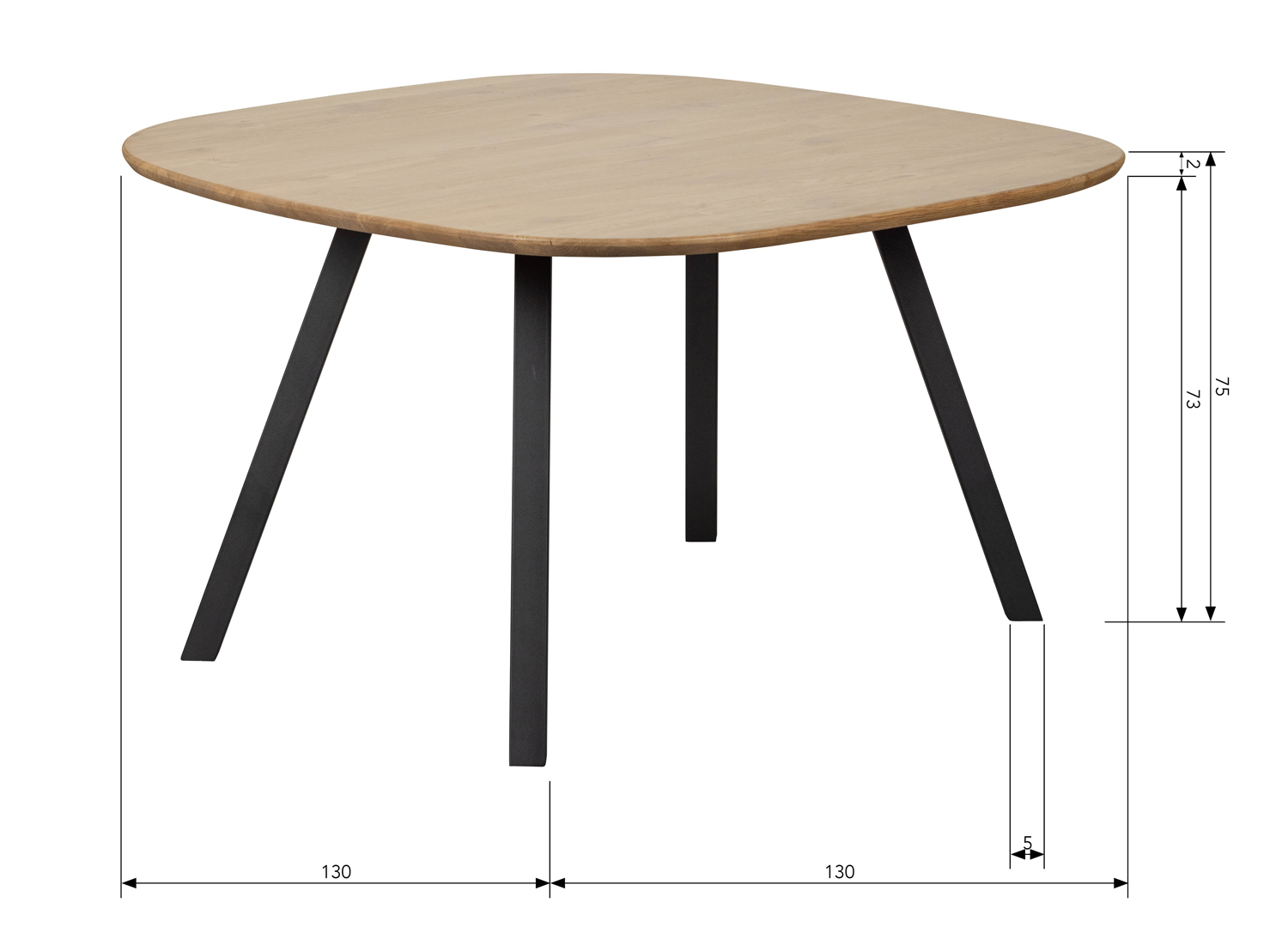 Esstisch Tablo 130 x 130 cm Metallbeine Holztisch Eiche FSC-zertifiziert