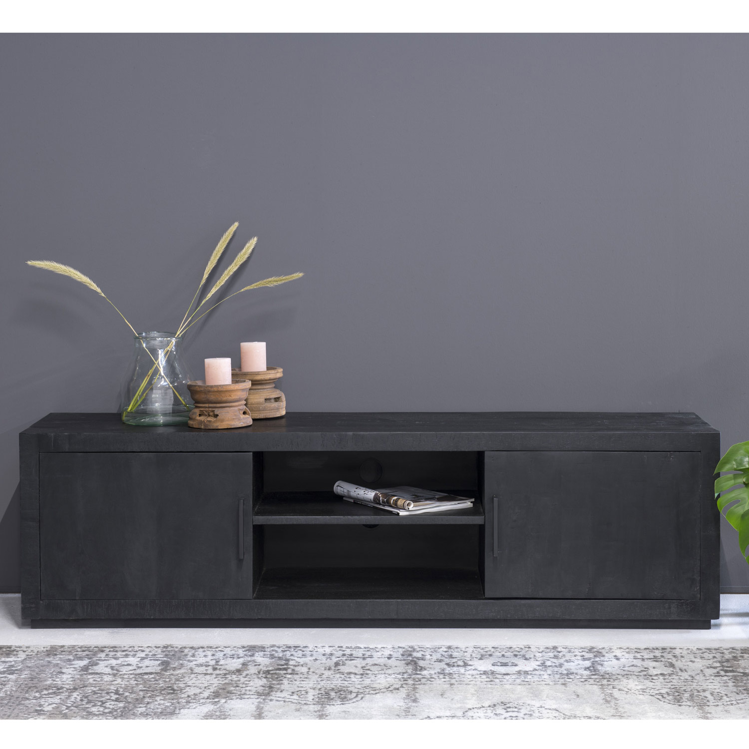 Sideboard Jaxx B 180 cm Mango Massivholz schwarz