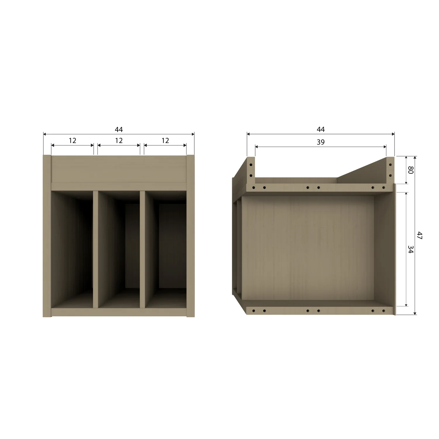 HIFI Schrank TURNER LP Regal Kommode Kiefernholz Massivholz schlammfarben