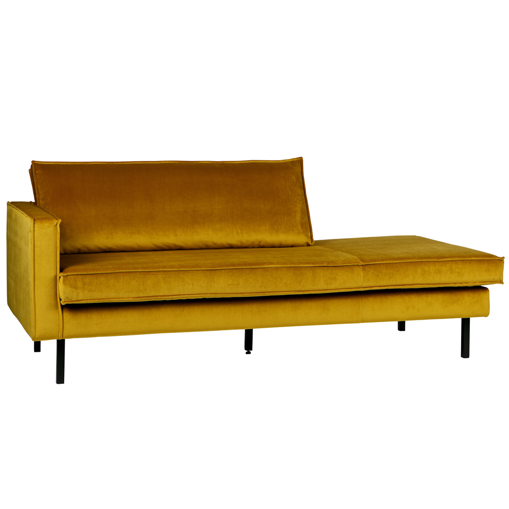 Sofa Chaiselongue RODEO Recamiere Samt ocker links Tagesbett