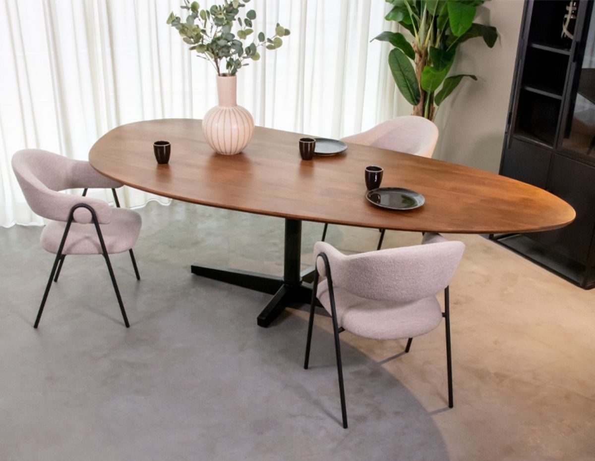 Esstisch LAROSE 260 cm Mango Holz natur oval organisch