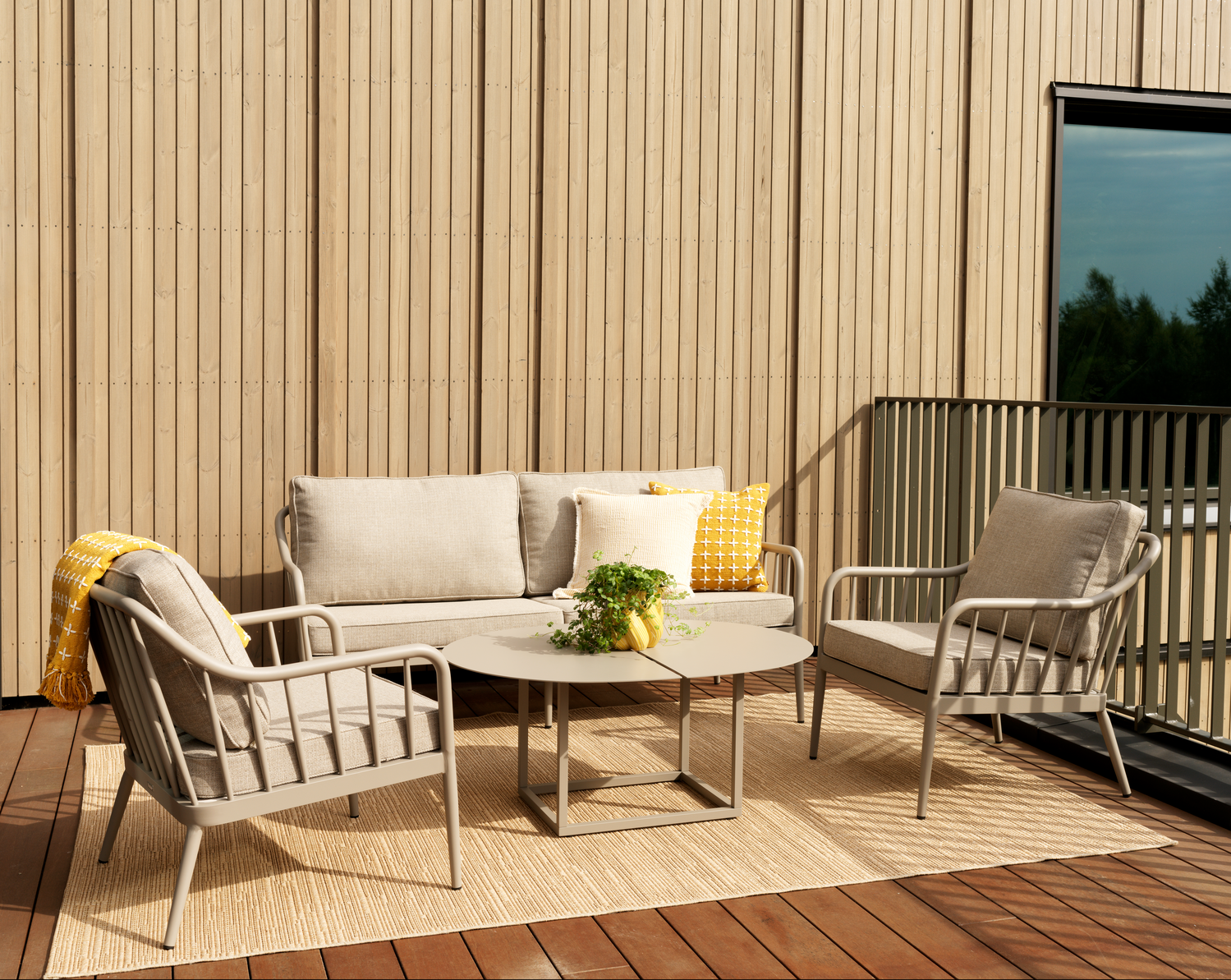 3 Sitzer Gartensofa Sofa Coleville 185 cm mit Kissen Aluminium khaki