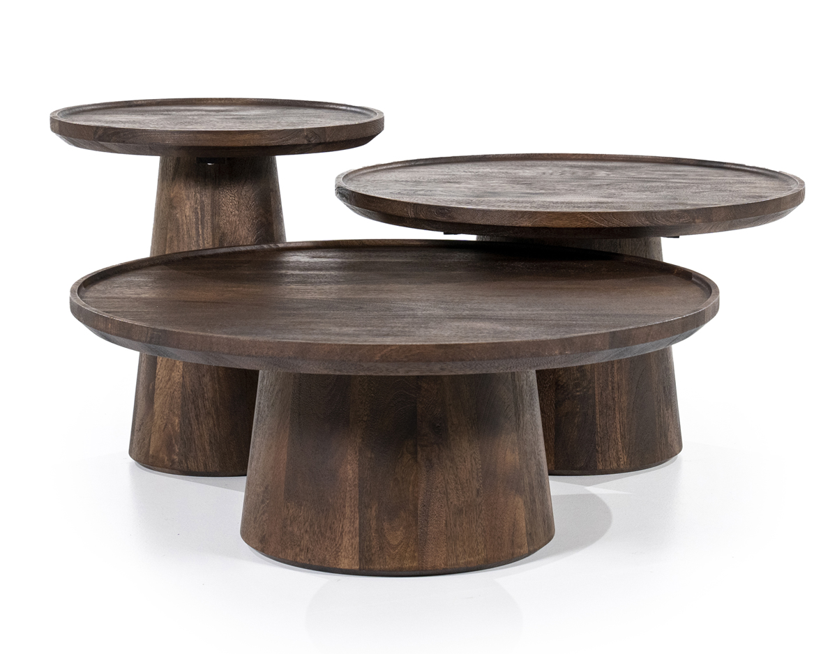 Couchtisch Ron rund Ø 66 cm Mango Holz braun