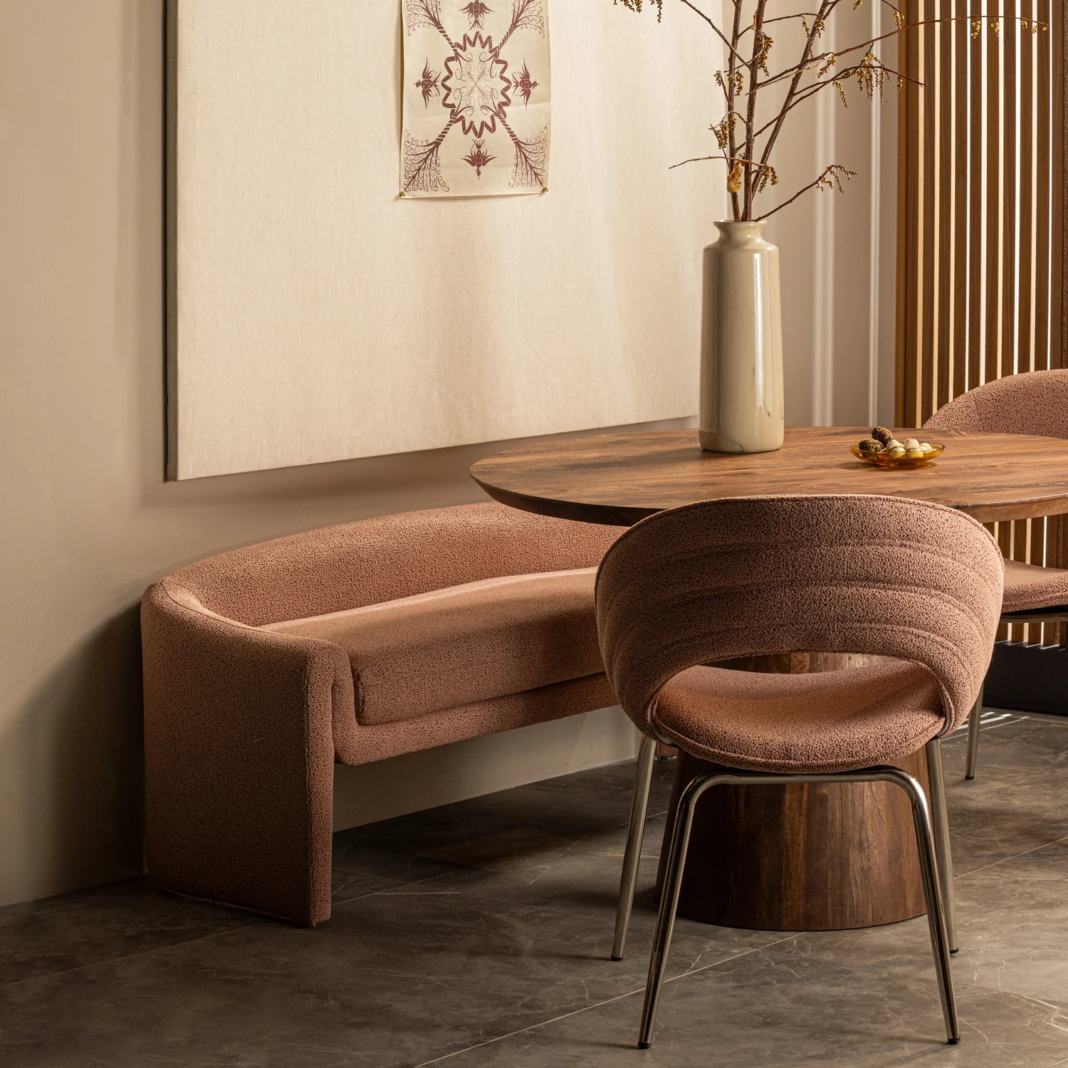 Bank Sitzbank ZONE 160 cm Webstoff rose dust