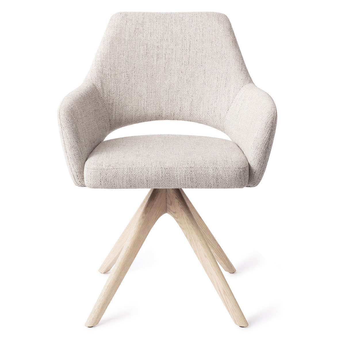 Esszimmerstuhl YANAI drehbar – Hellgrau mit Gestell in Eiche gebleicht