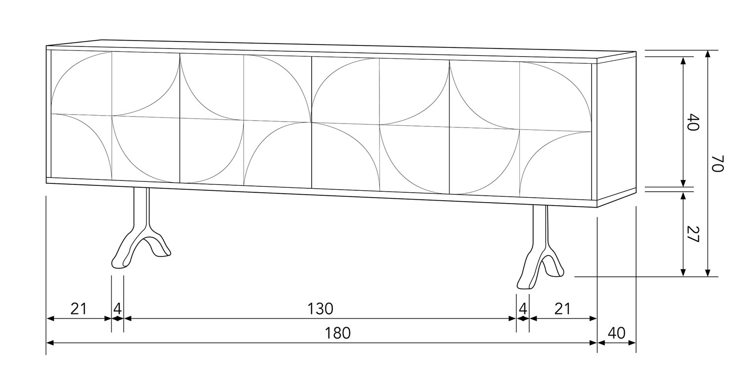 TV Möbel Draw 180 cm Lowboard Mangoholz walnussfarben