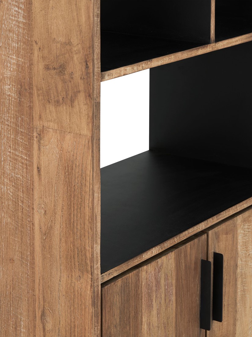 Bücherregal Evo H 220 cm recyceltes Teakholz Regal Schrank