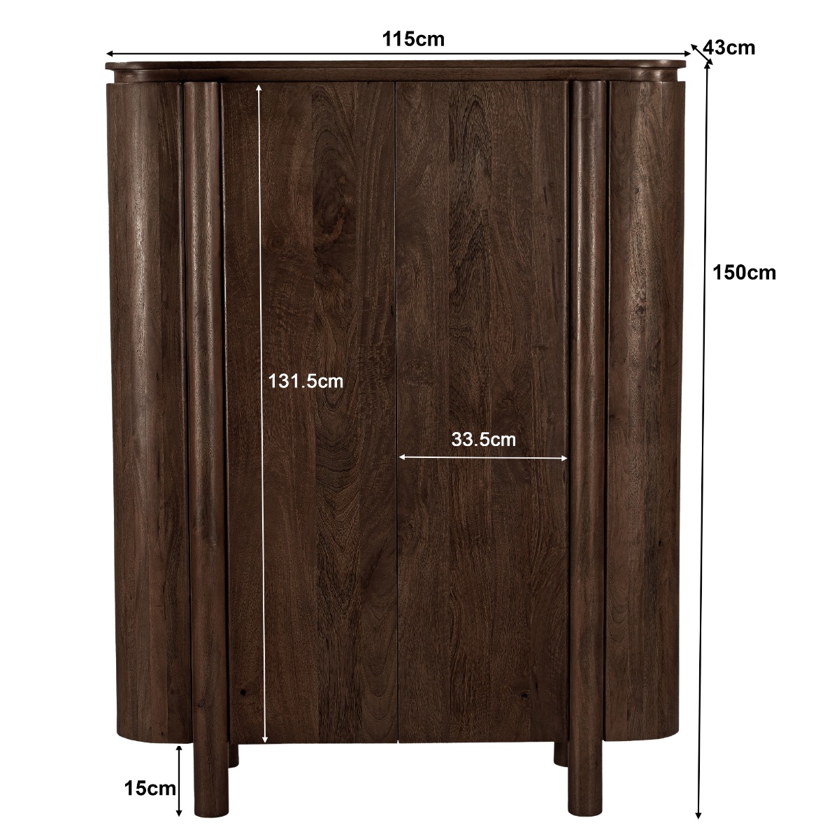 Kommode Salano 150 cm Mangoholz braun Sideboard Schrank