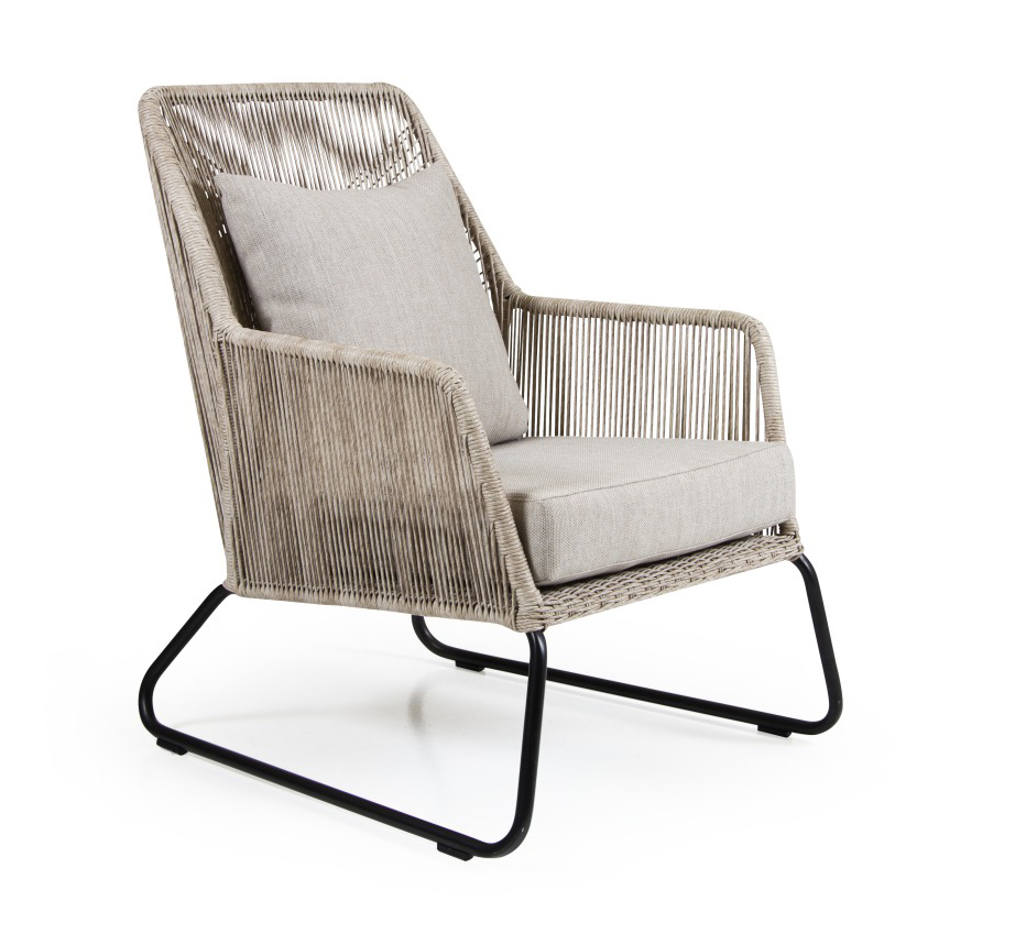 Lounge Gartensessel MIDWAY Kunstrattan beige incl. Sitzkissen