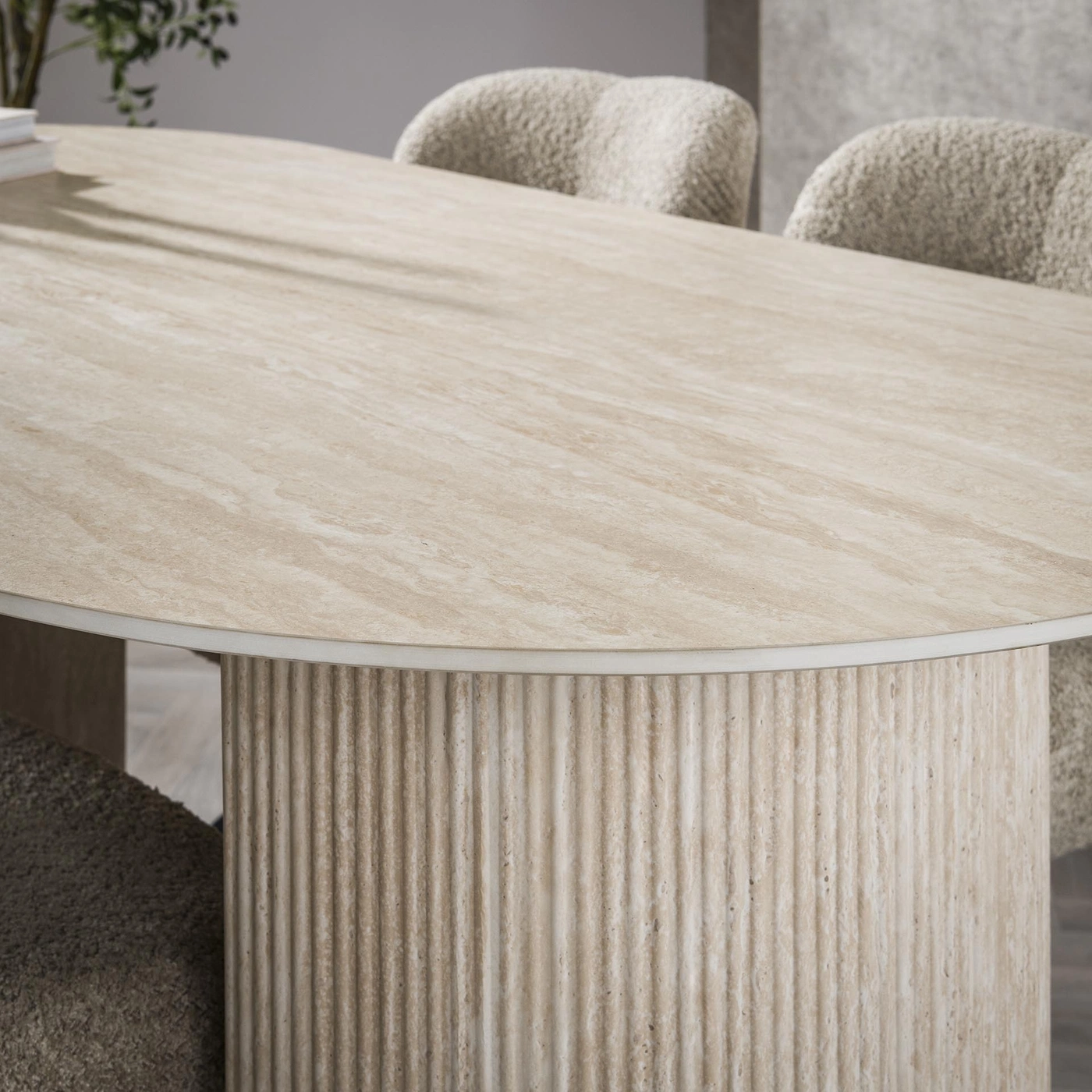 Esstisch Verona in Travertinoptik oval 180 cm - Maison ESTO