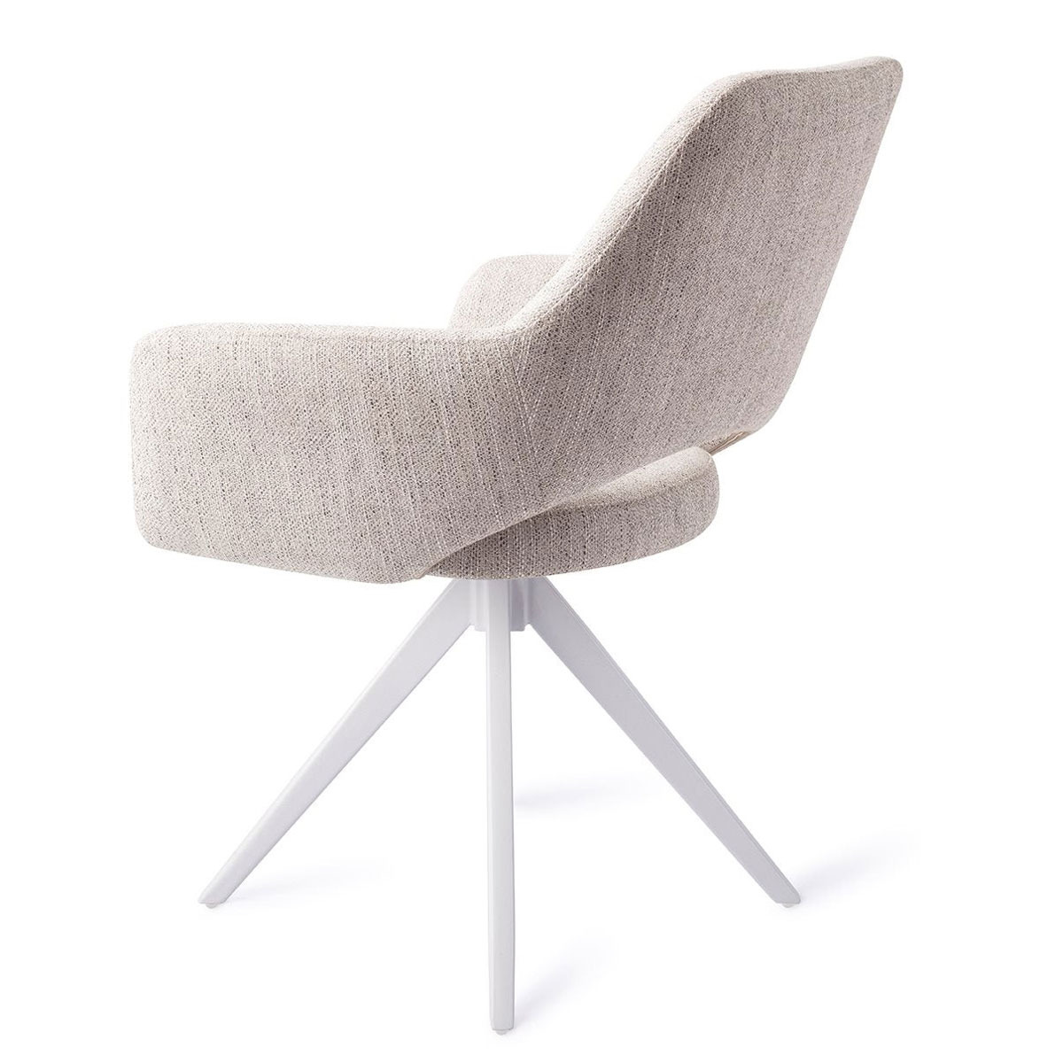 Esszimmerstuhl YANAI drehbar – Hellgrau mit weißem Gestell