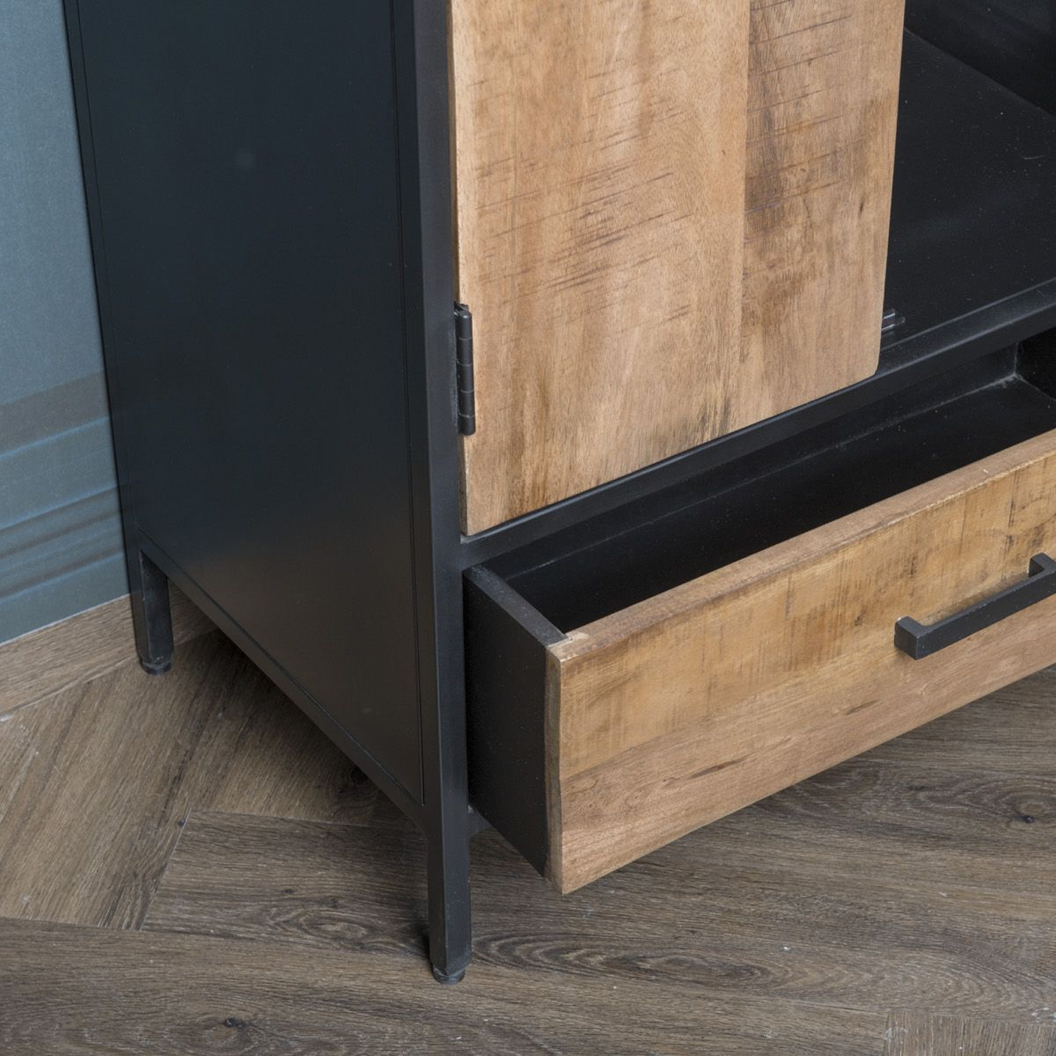 Schrank Wohnzimmerschrank Sturdy 2 Türen Mango Holz