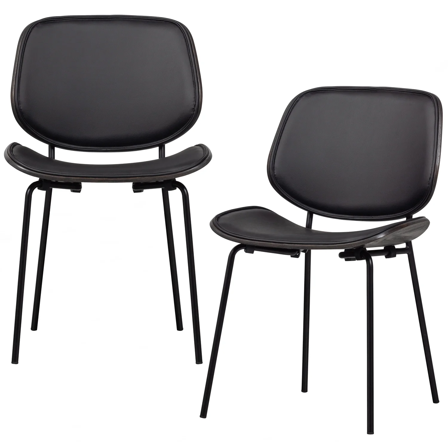 2er Set Esszimmerstuhl CLOSE IN Kunstleder Metall schwarz Stuhl