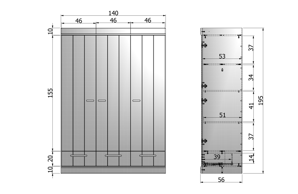 Kleiderschrank Schrank 140 cm CONNECT Kiefer weiss