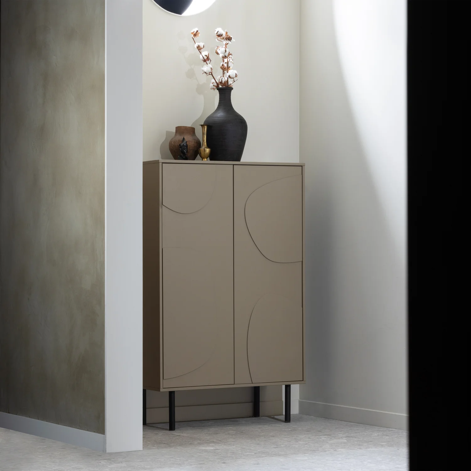 Schrank CADIZ H 135 cm Kiefer Massivholz schlammfarben Aufbewahrungsschrank