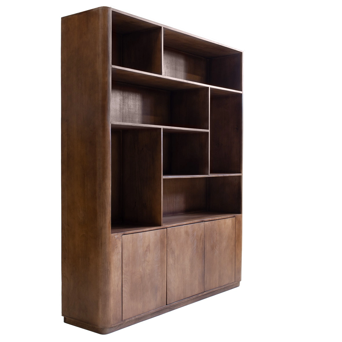Wandschrank Regal Linn H 220 cm Mangoholz dunkelbraun Schrank