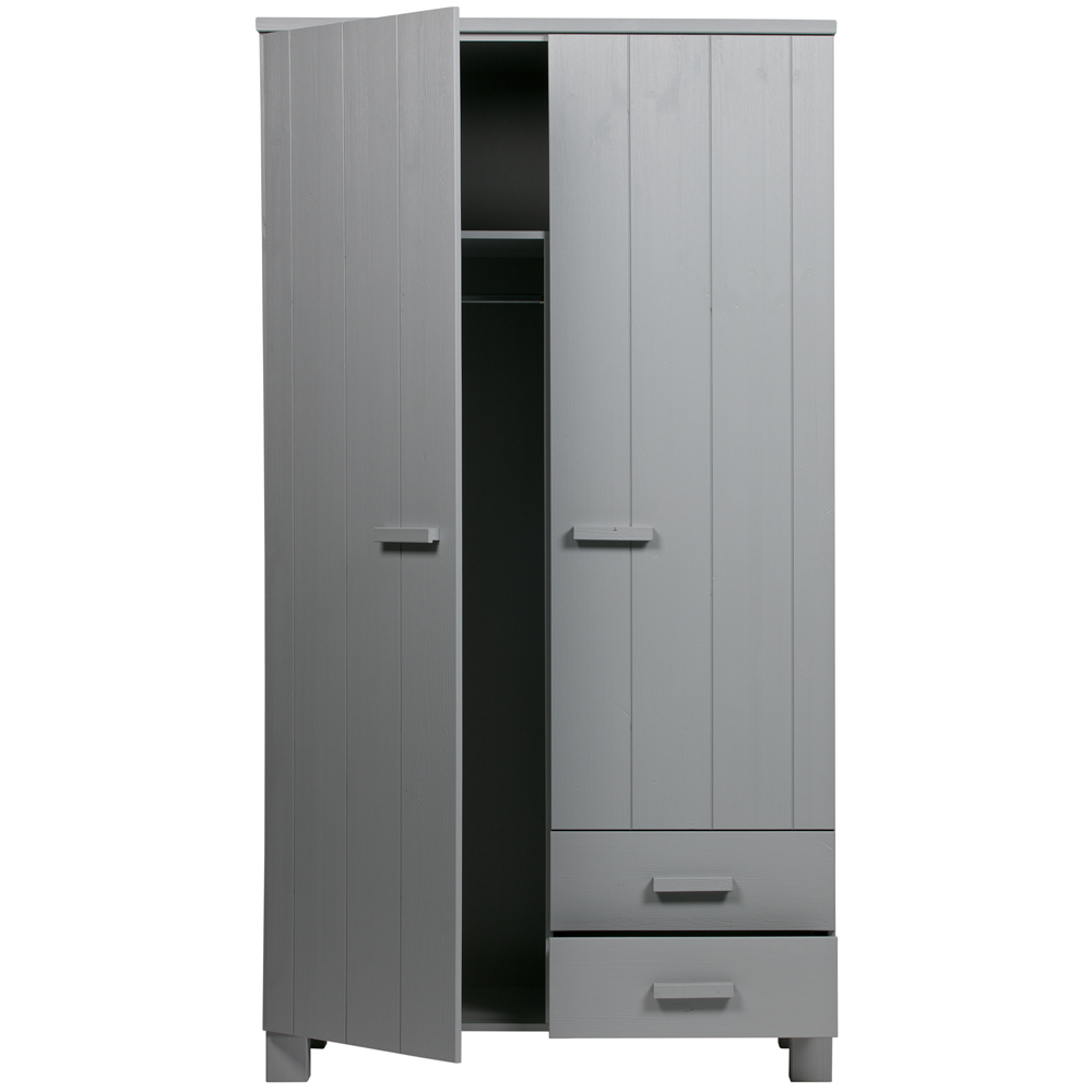 woood Kleiderschrank Dennis Schrank Kiefer betongrau grau