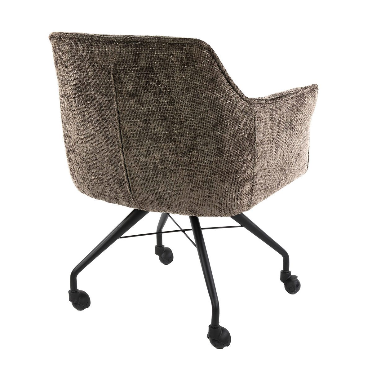 2er Set Armlehnstuhl Fino auf Rollen Chenille Stoff taupe