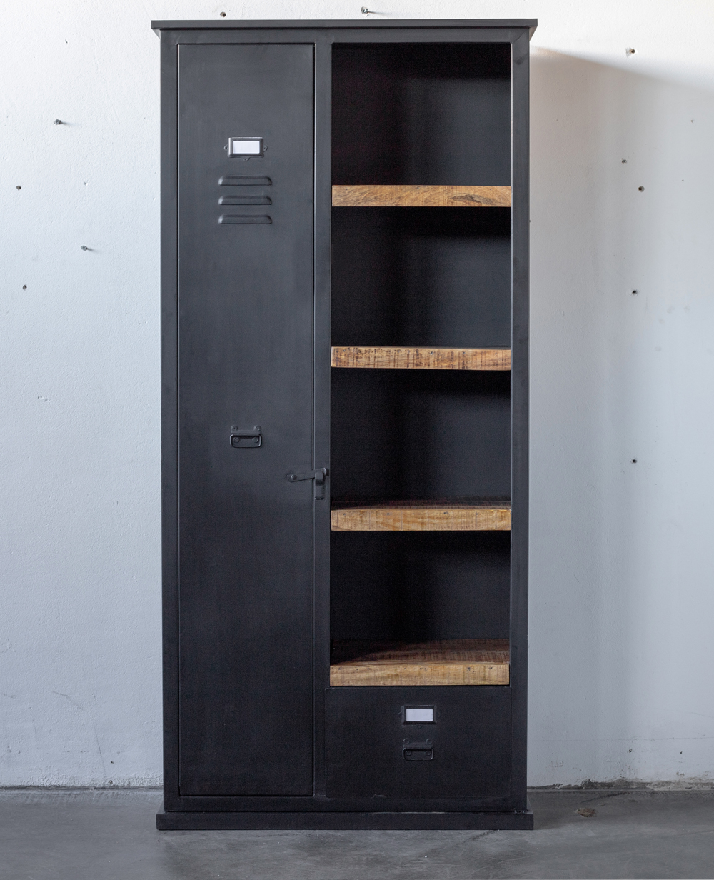 Industrie Metall Schrank Bücherschrank schwarz