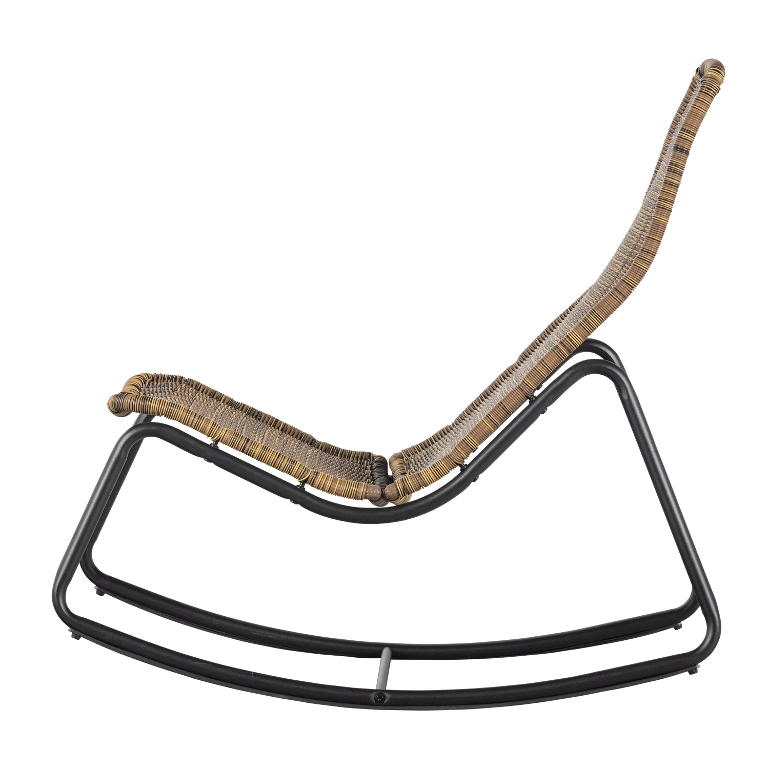 Outdoor Schaukelstuhl Gartenstuhl TOM Metall Kunstrattan natur